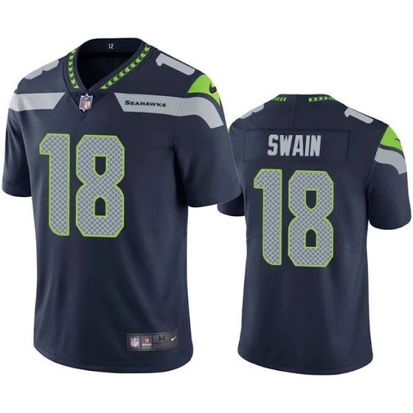 Men Seattle Seahawks #18 Freddie Swain Nike Navy Vapor Limited NFL Jersey